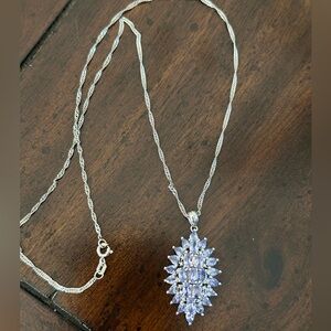 Tanzanite Necklace in Sterling Silver and Twisted Styled Chain
